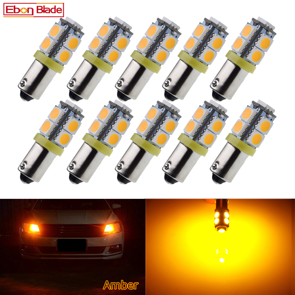 10 個 BA9S T4W BAX9S H6W BAY9S H21W 車 LED ライトウォーム/ホワイト/アンバーイエロー 5050 9SMD オートスタイリング電球ランプ 6V 12V 24V DC