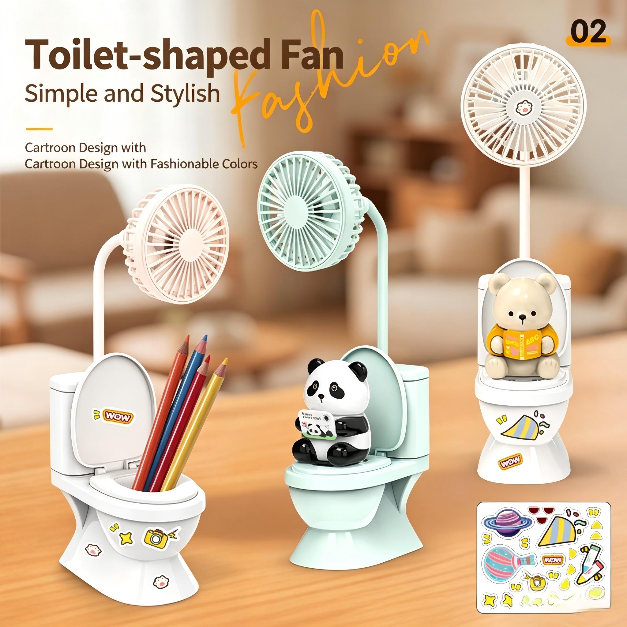 クリエイティブトイレ卓上ファン強風充電式デスクトップファンペンホルダー付きデスクファン子供大人ホームオフィス用