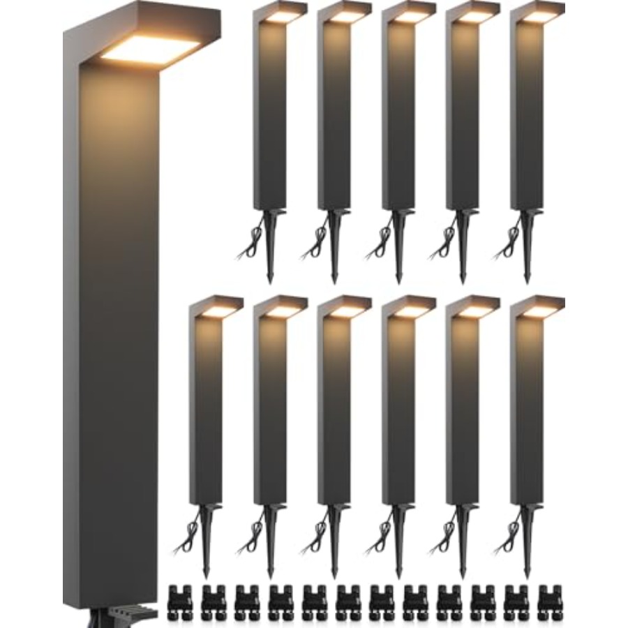12 パック低電圧景観ライト 5W 3000K LED 経路ライト IP65 防水屋外景観経路照明コネクタ付き