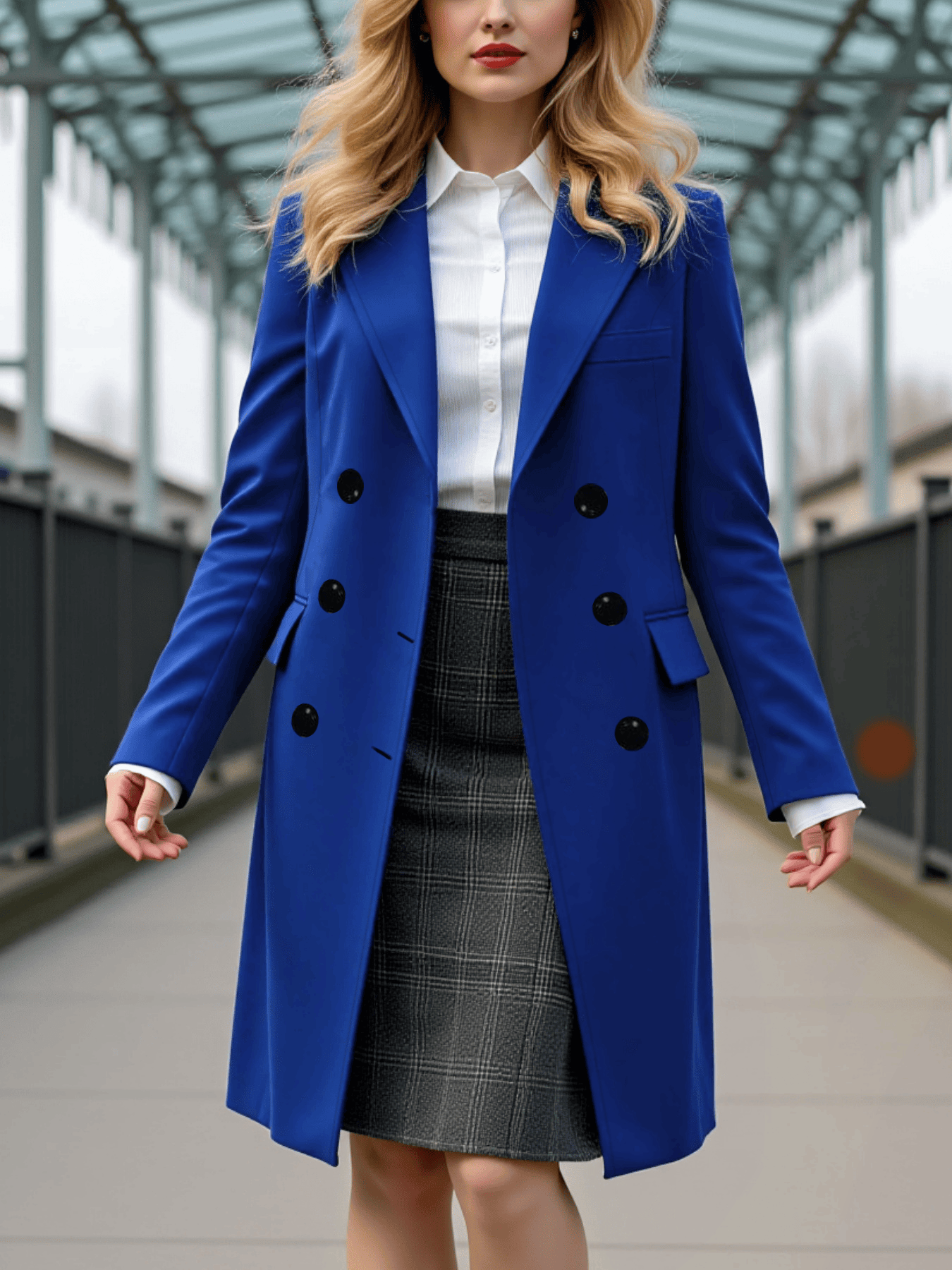 女性の秋冬肥厚トレンチコートダブルブレストシンプルウールコート暖かいファッショントレンドカットトレンチコート