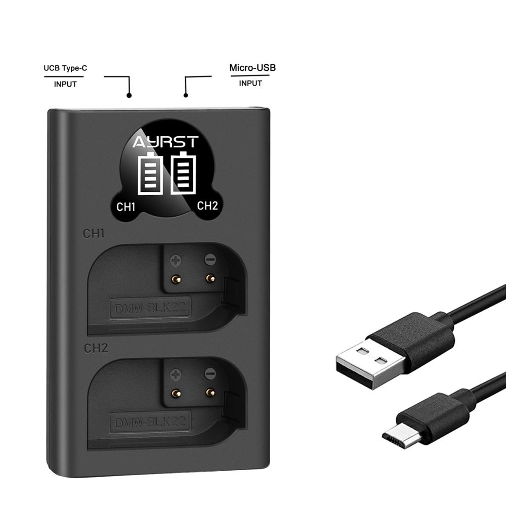 DMW-BLK22 DMWBLK22 BLK22 デュアル USB バッテリー充電器、Panasonic Lumix DC-S5 DC-S5 II DC-S5 IIX GH5 II GH6 S5II S5M2 GH5M2 カメラ用