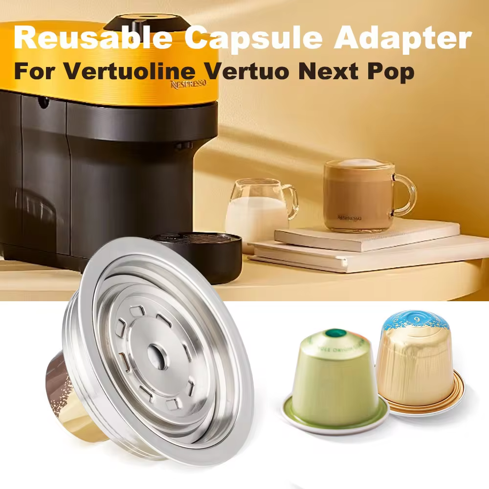 iCafilas 再利用可能なカプセルアダプター Vertuo Next Pop マシン用 ネスプレッソオリジナルコーヒーカプセルポッドと互換性あり