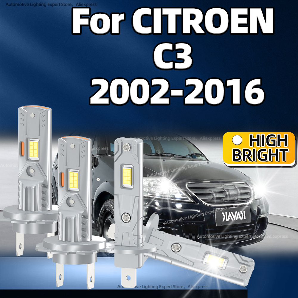 2/4 個 LED ヘッドライト 50000LM カーライトターボランプ 6000K 電球プラグプレイシトロエン C3 2002 2003 2004 2005 2006 2007 2008-2016