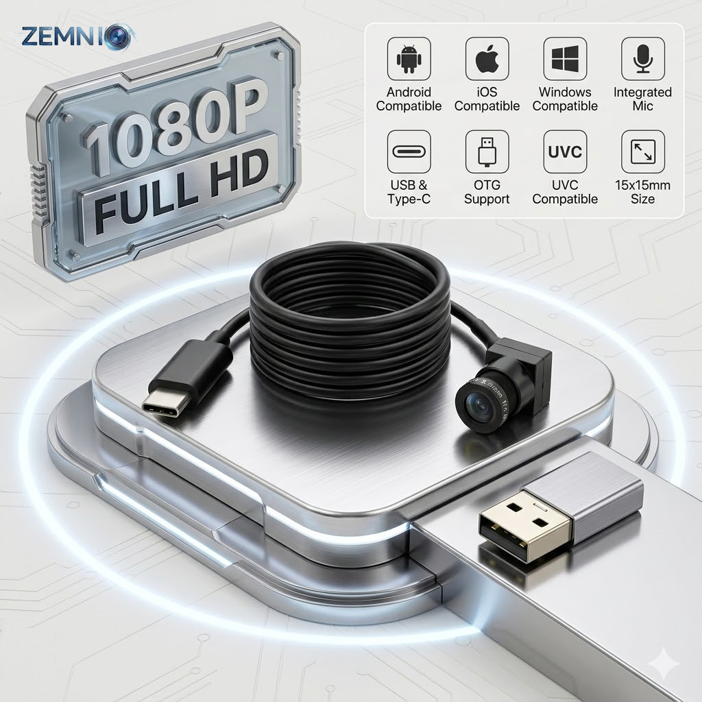 2MP 1080P HD セキュリティウェブカメラ、マイク付きミニ USB UVC カメラ