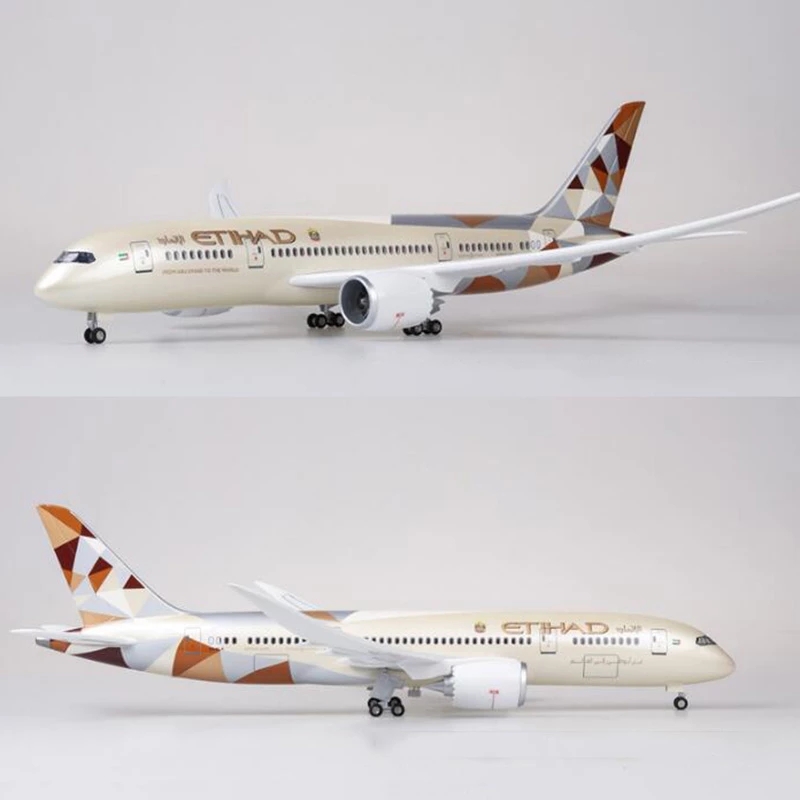 Dreamair EtihadB787 ジェット樹脂航空機モデル 1/130 スケール 43 センチメートル照明とホイール付き航空愛好家への収集価値のあるギフト