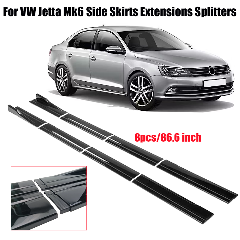 Vw フォルクスワーゲンアクセサリージェッタ Mk6 2011 車のサイドスカート延長ロッカーパネルリップ 8 個 86.6 インチ/2.2 メートルグロスブラック ABS Pl