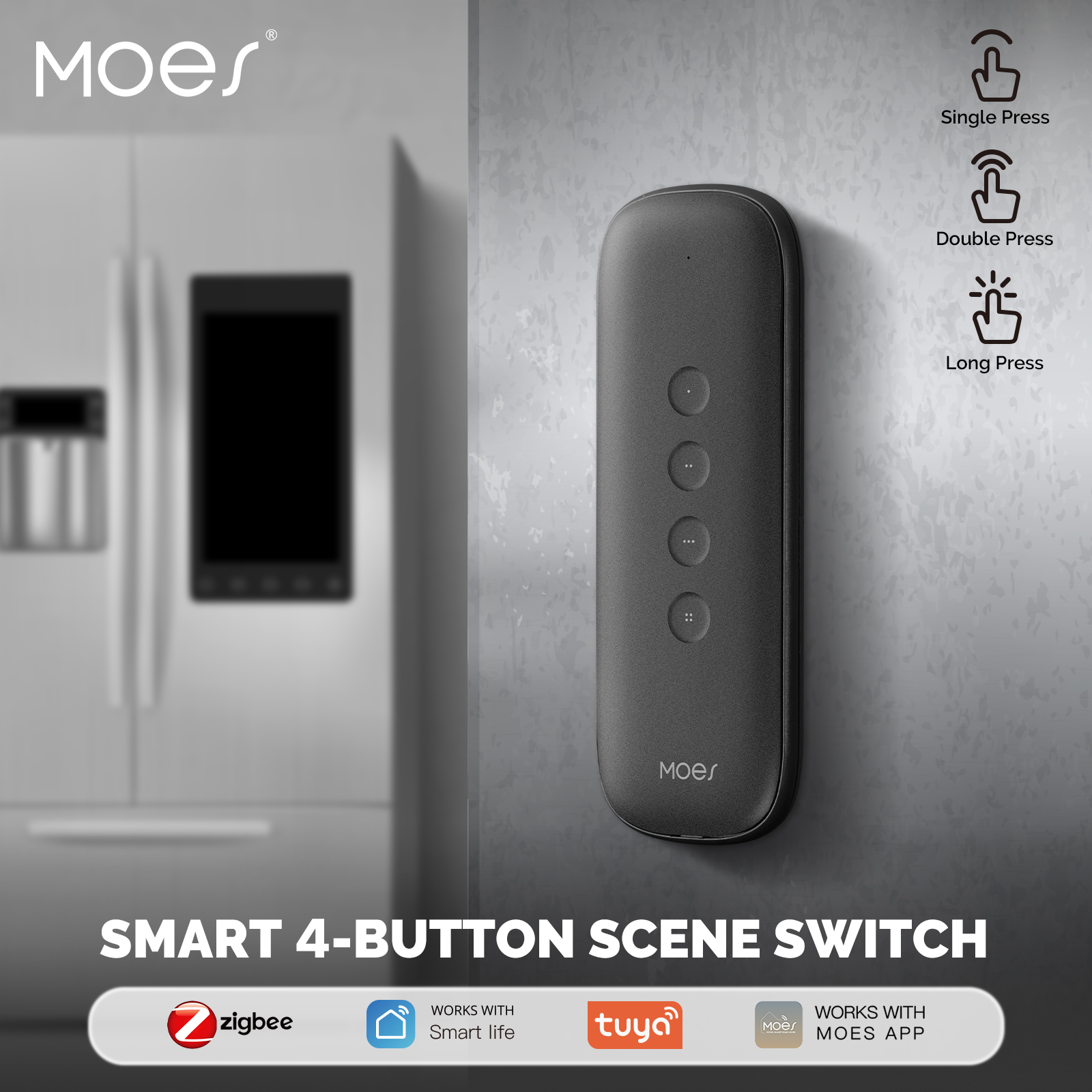 Tuya ZigBee スマートシーンスイッチ 4 ボタンポータブルワイヤレス軽量デザイン 12 シナリオリモコンオートメーションバッテリー駆動