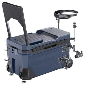 大型の青いABS製釣り用ボックス。防水仕様の釣り用アクセサリーで、シート、フック、ルアーなどを収納するのに最適です。河川、湖、渓流での釣りに適しています。