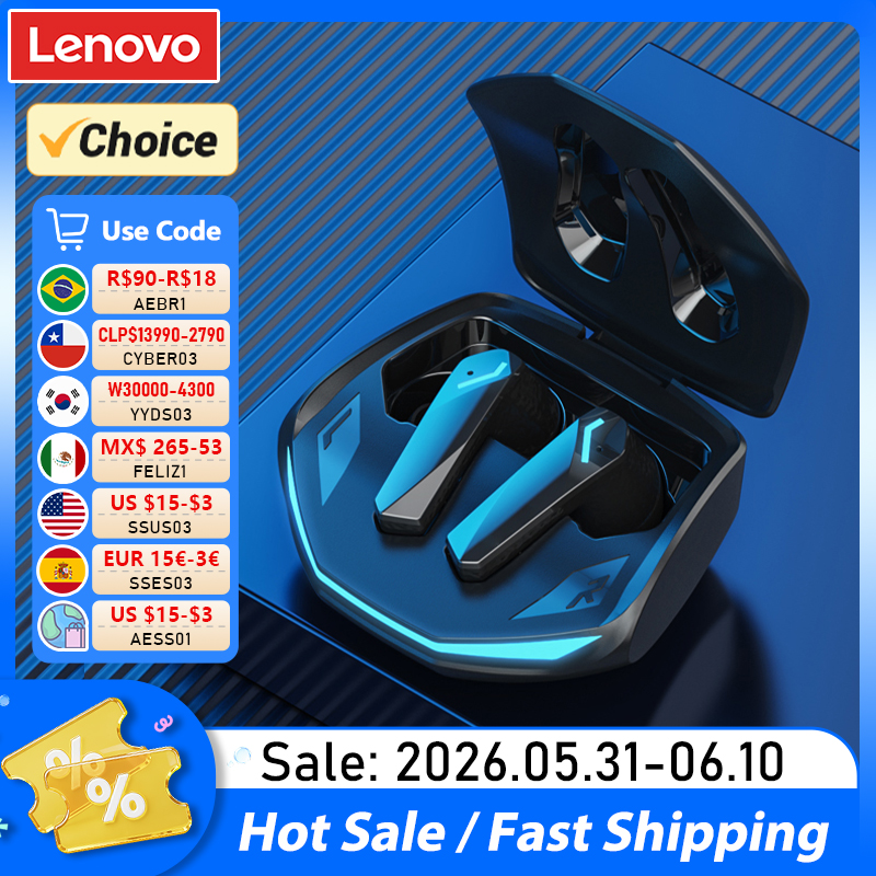 Choice Lenovo GM2 Pro TWS ワイヤレス ヘッドフォン イヤホン Bluetooth 互換 5.4 防水スポーツ ヘッドセット マイク付き 耐久性
