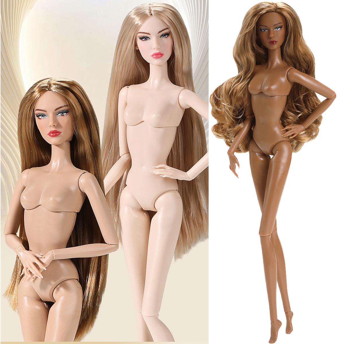 32 センチメートル第 2 世代スーパーモデル人形ナイロンヘアファッション甘いクールメイクアップ 14 関節フェア/ダークスキン 1/6 女性フィギュアグッズギフト