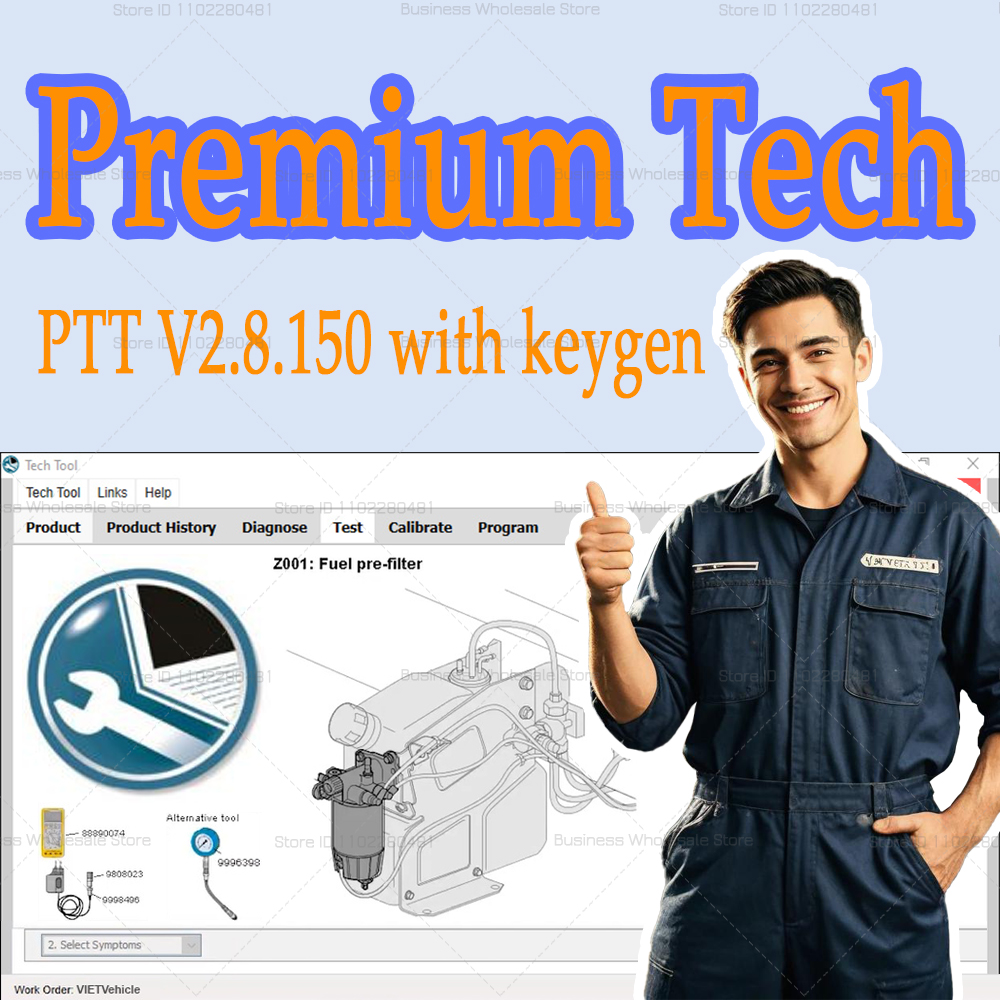 プレミアム テック ツール 2.8.150、keygen 付きオリジナル Vocom II 88890400 大型トラック スキャナー用診断ツール ソフトウェア リンク