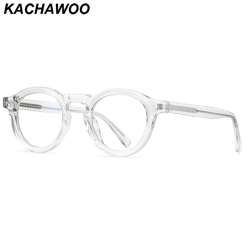 Kachawoo レトロメガネ TR90 アセテート男性黒透明グレー光学メガネフレーム女性のための韓国スタイルユニセックス眼鏡ホット