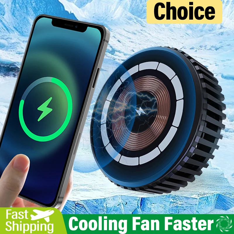ポータブル磁気電話クーラー 15W ワイヤレス充電機能付き Qi2 iPhone 16 15 14 13 Pro Max 高速充電冷却ファン用