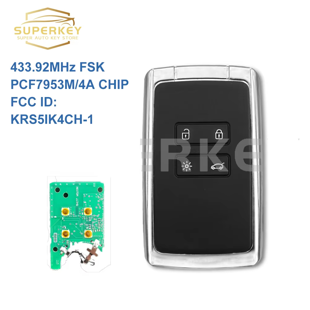 SUPERKEY KR5IK4CH-01 キーレススマートキー 434Mhz PCF7953M 4A チップ 2016 2017 2018 2019 ルノー メガーヌ 4 タリスマン エスパス 5 カジャール