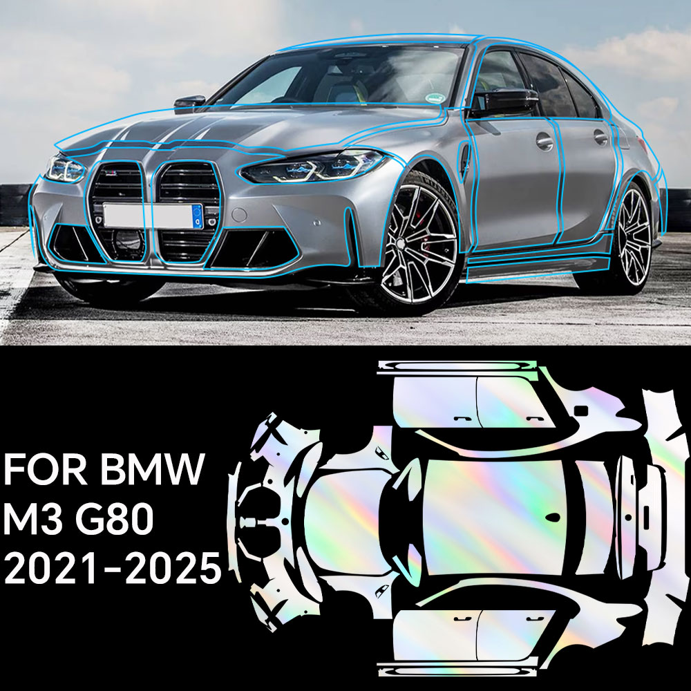 Bmw M3 G80 2021-2025 フル車両クリアブラジャー PPF ペイント保護フィルム 9Mil TPU 透明アンチスクラッチカーラップフィルム