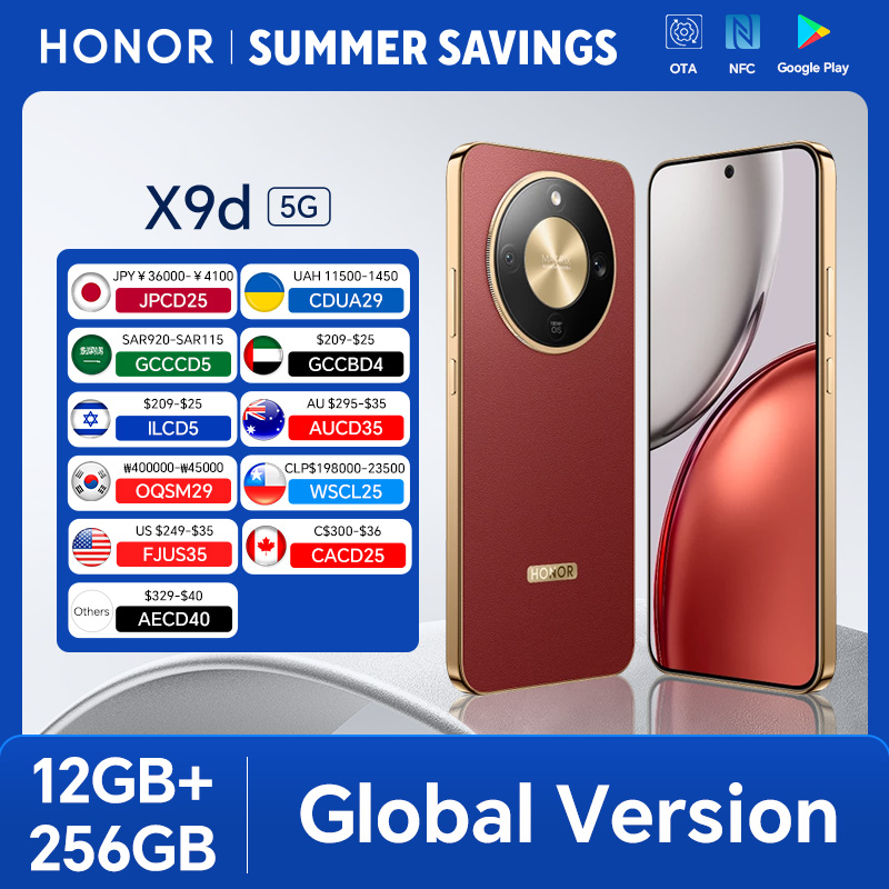 グローバルバージョン HONOR X9d 12GB 256GB 6.79 ''120Hz AMOLED スクリーン 108MP メインカメラ 8300 mAh 66W スーパーチャージデュアル SIM Android 15