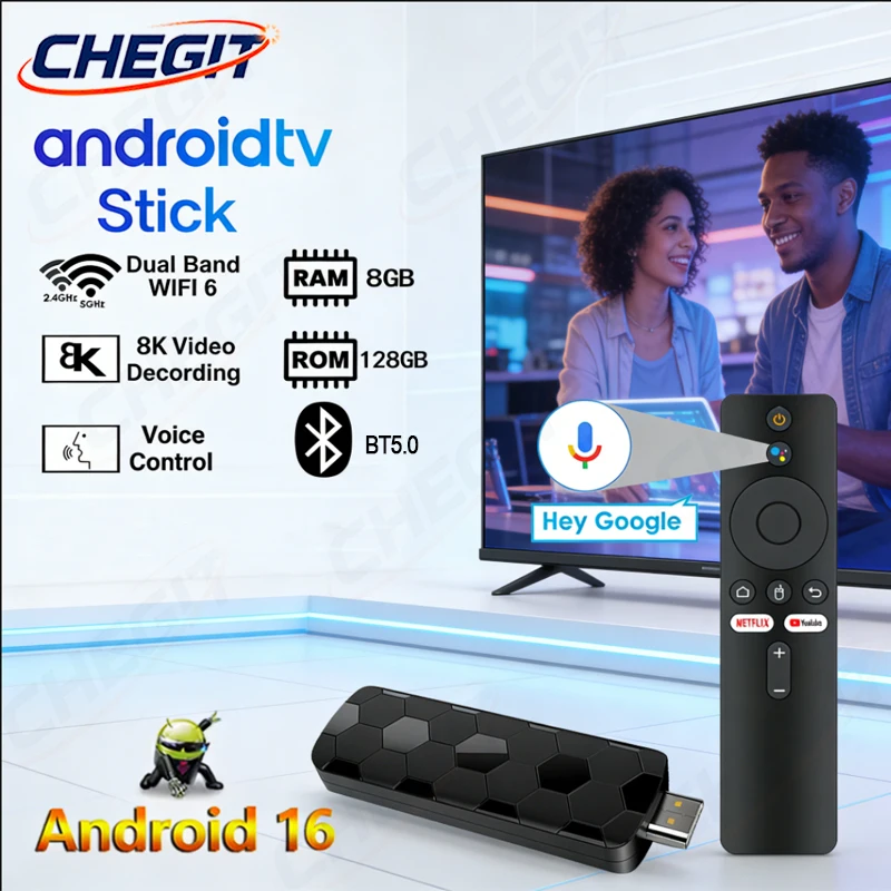 R3 Android 16 8K TV スティックスマート IPTV ドングル 8GB RAM 128GB ROM デュアル WIFI6 5.0GHz BT5.0 Netflix YouTube ストリーミング TV ボックス用