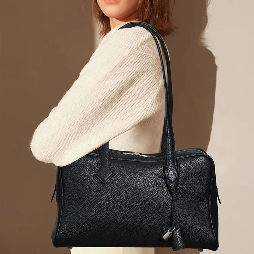 Rowone レディースバッグ トートバッグ 本革 ハンドバッグ 女性デザイナー ショルダーバッグ トップハンドルバッグ 大型ボストンバッグ Vicit
