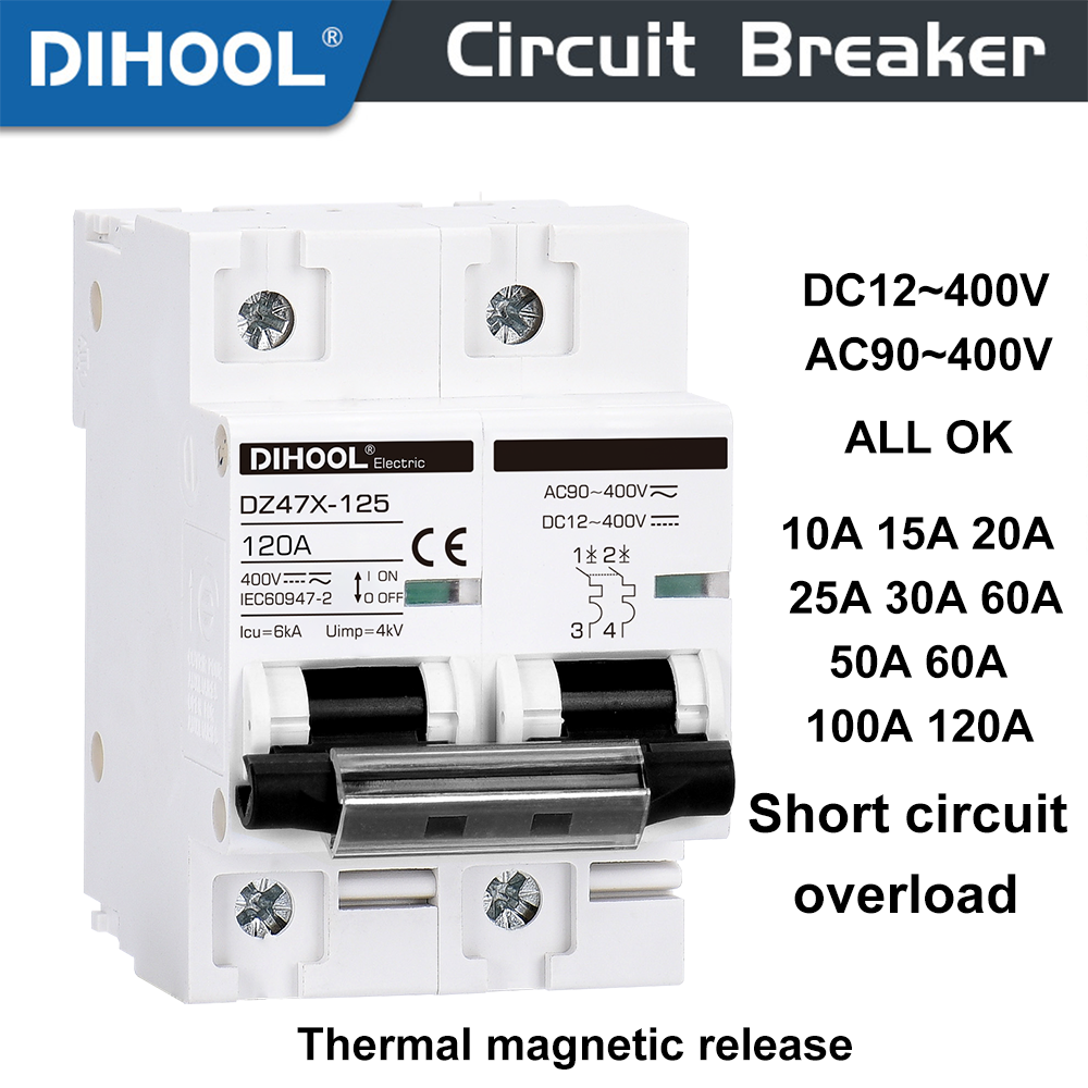 DC サーキットブレーカーソーラーパネルバッテリー 400V 100A 120A 10A 15A 20A 30A 40A 60A 過負荷短絡保護