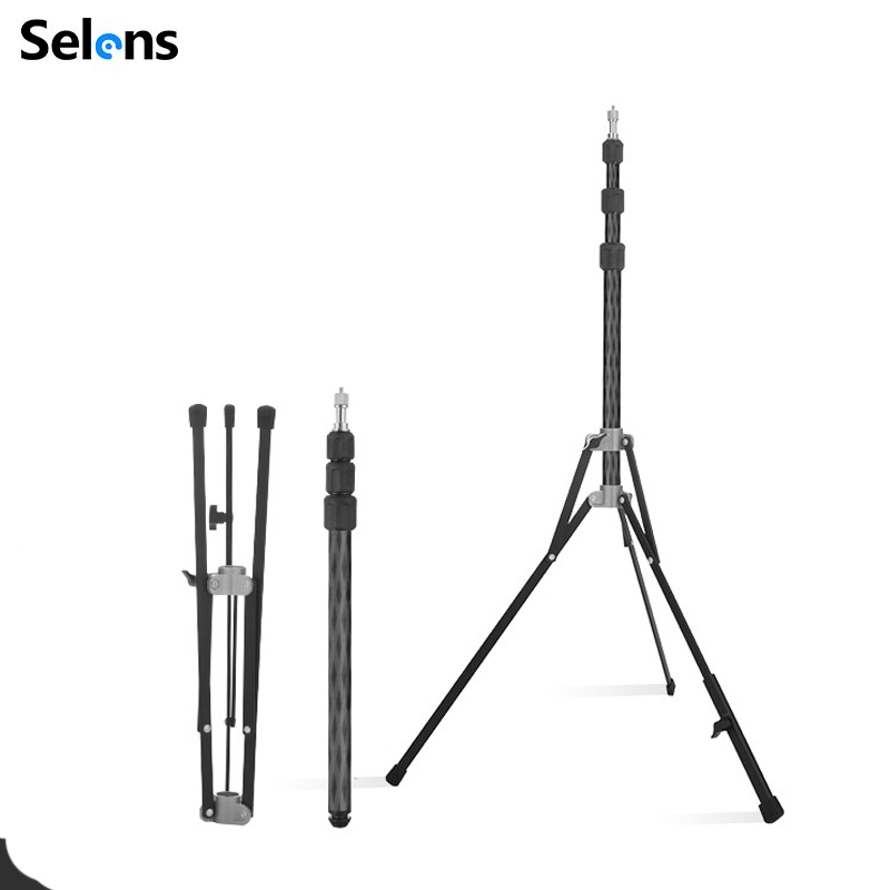 Selens 71 インチ/1.8 メートルカーボンファイバーライトスタンド可逆折りたたみ三脚フォトスタジオソフトボックス照明フラッシュフィルムロード 5 キロ