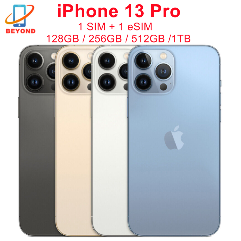 Apple iPhone 13 Pro 13pro 128/256/512GB/1TB ROM 6GB RAM 6.1インチ Super Retina OLED A15 IOS Face ID NFC ロック解除 5G 98% 新しい携帯電話