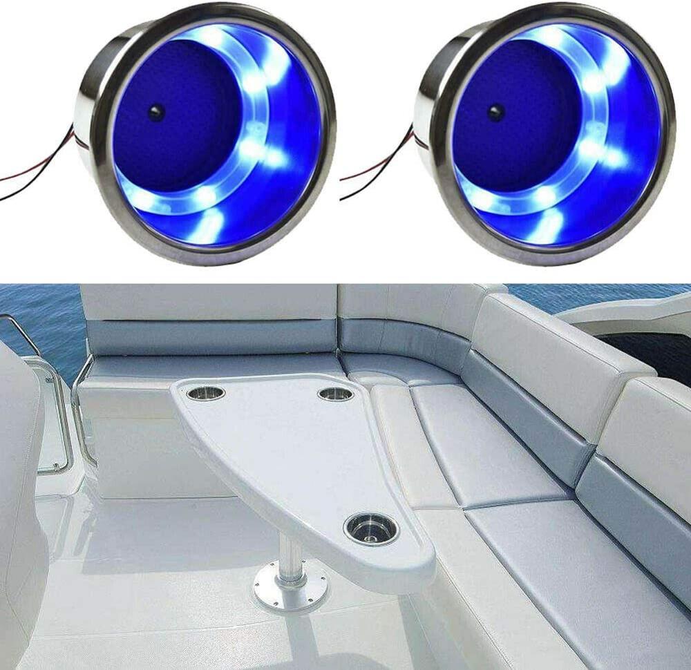 2 個カップドリンクホルダー 12V LED 内蔵ステンレス鋼カップドリンクホルダーマリンヨット/RV 用