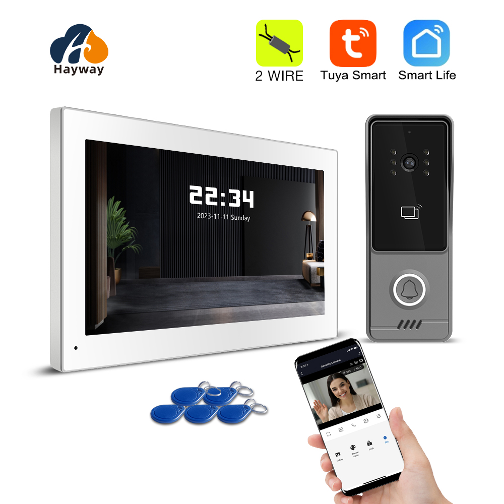Hayway 2 線式 1080P ビデオインターホン Tuya スマートホームビデオドアベルアパート用 IPS フルタッチモニターサポートモーション検出