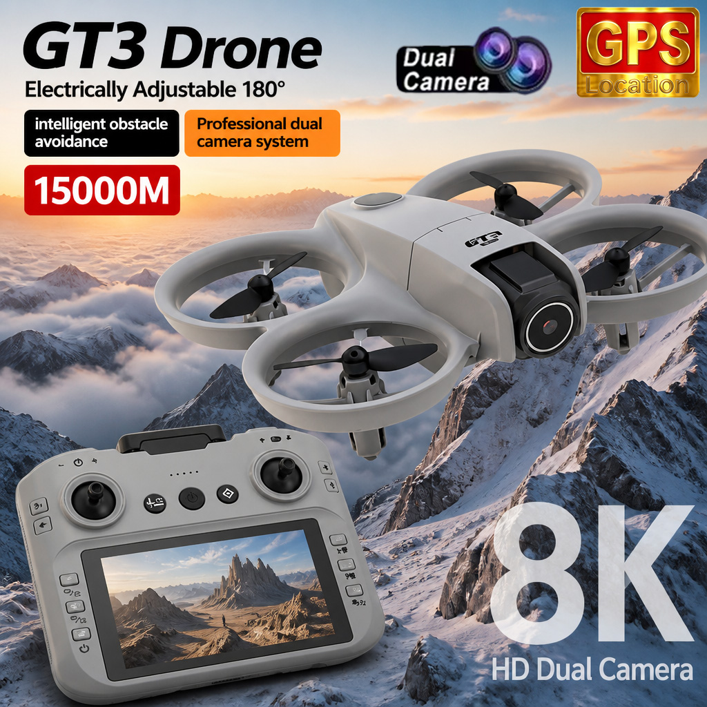 GT3 ミニ RC ドローンプロフェッショナル 8K デュアルカメラ航空写真ヘリコプター GPS スクリーンリモコンブラシ Quadcopter 航空機