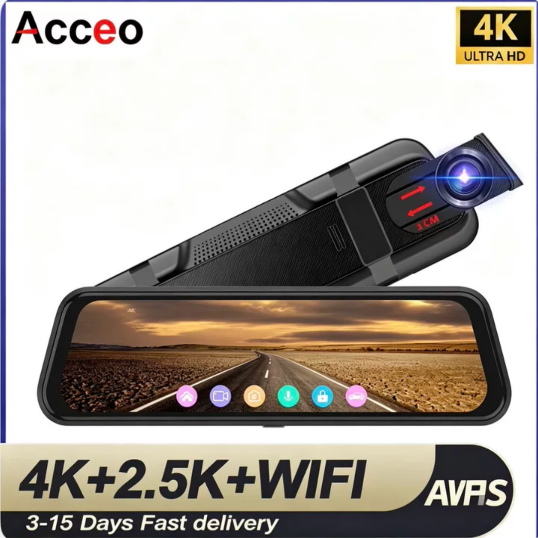 Acceo 4K 2.5K ミラーダッシュカム 5G WiFi カー DVR ソニーセンサーナイトビジョンタッチ Screea オプションの GPS リアビューカメラ