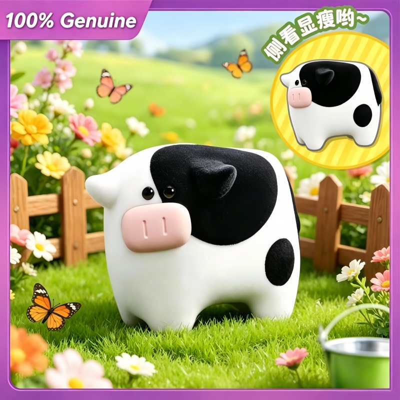 100% 本物のレインボータウンブラインドボックスかわいい黒白動物シリーズパンダ牛トレンディなおもちゃ人形デスクトップ楽しい装飾品ギフト
