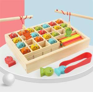 子供向けに新設計された3D木製マグネット式釣りおもちゃ。楽しい釣り遊びとデジタル学習ゲームが楽しめます。
