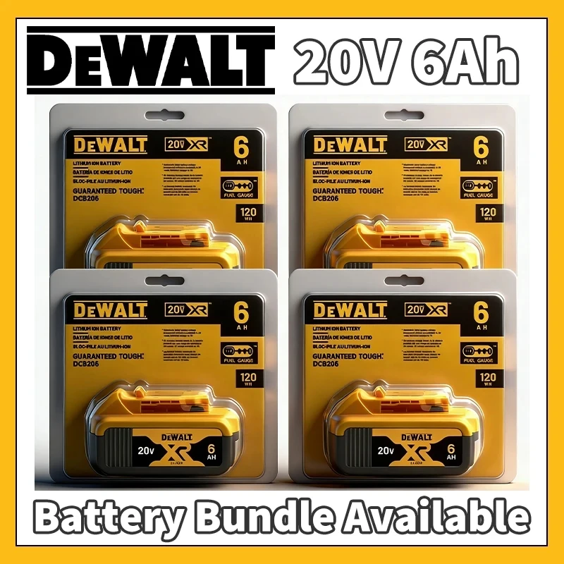 100% DEWALT オリジナル 18V 20V 6.0AH 5Ah、DCB206、DCB205 急速充電、20V リチウム電池、電動工具バッテリー 20V Dewalt