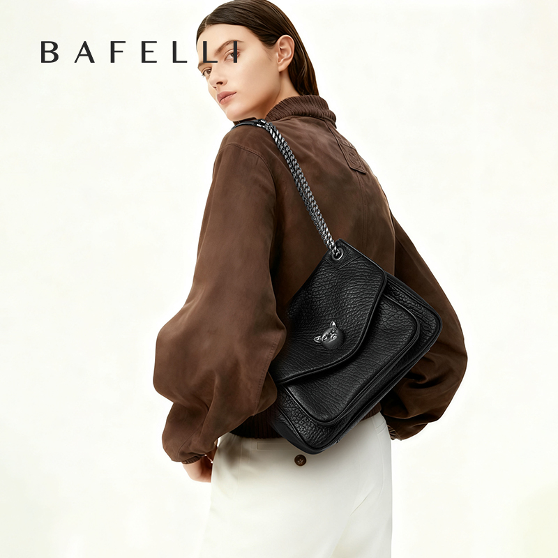 BAFELLI トレンディなチェーントートバッグ レディース ソフトレザー クロスボディ