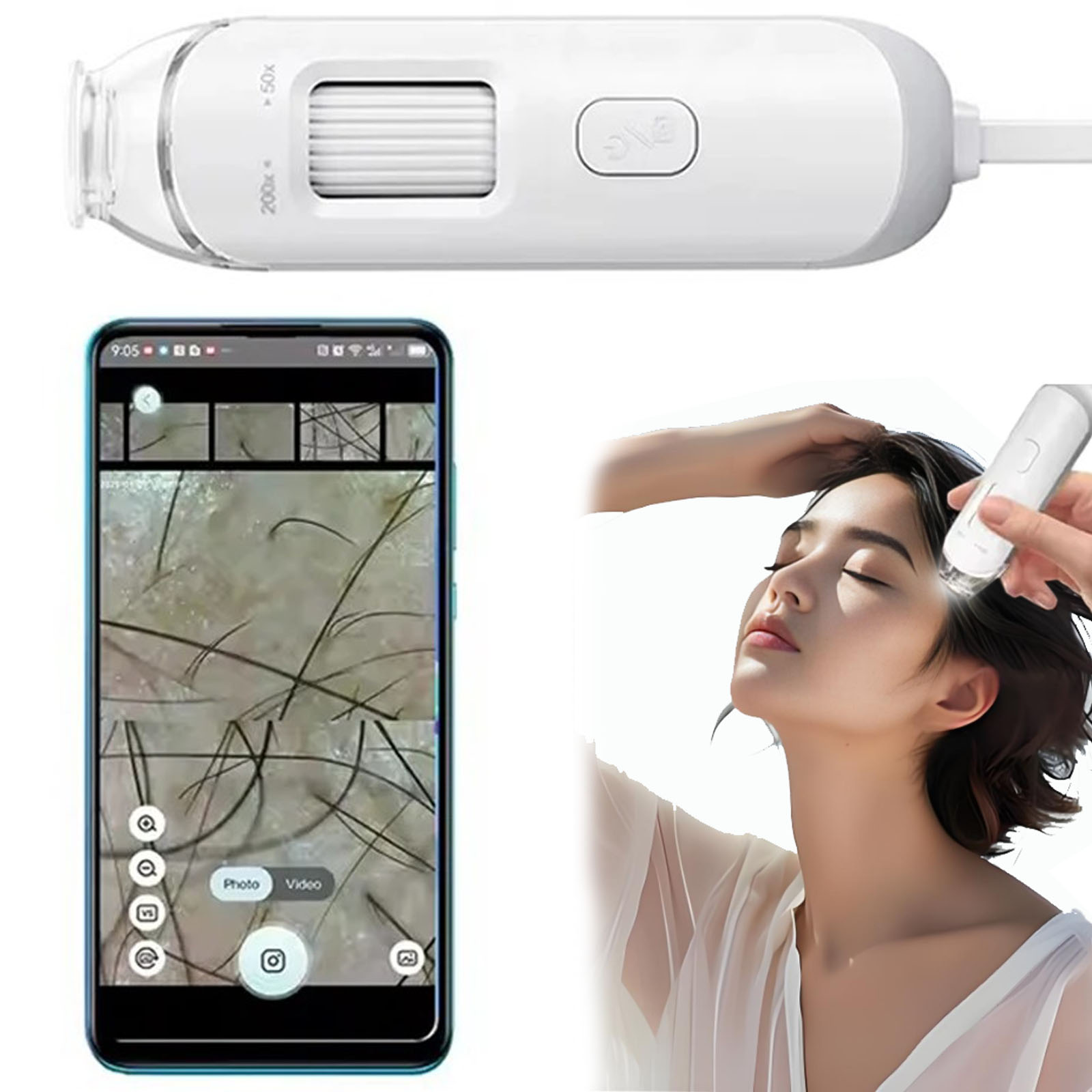 電子皮膚鏡頭皮カメラ検出プロフェッショナル顔皮膚分析機デジタル顕微鏡毛穴拡大鏡新しい