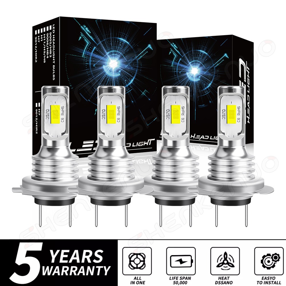 4 個 H7 LED ヘッドライトキットコンボ電球高ロービーム超高輝度ホワイト 6000K