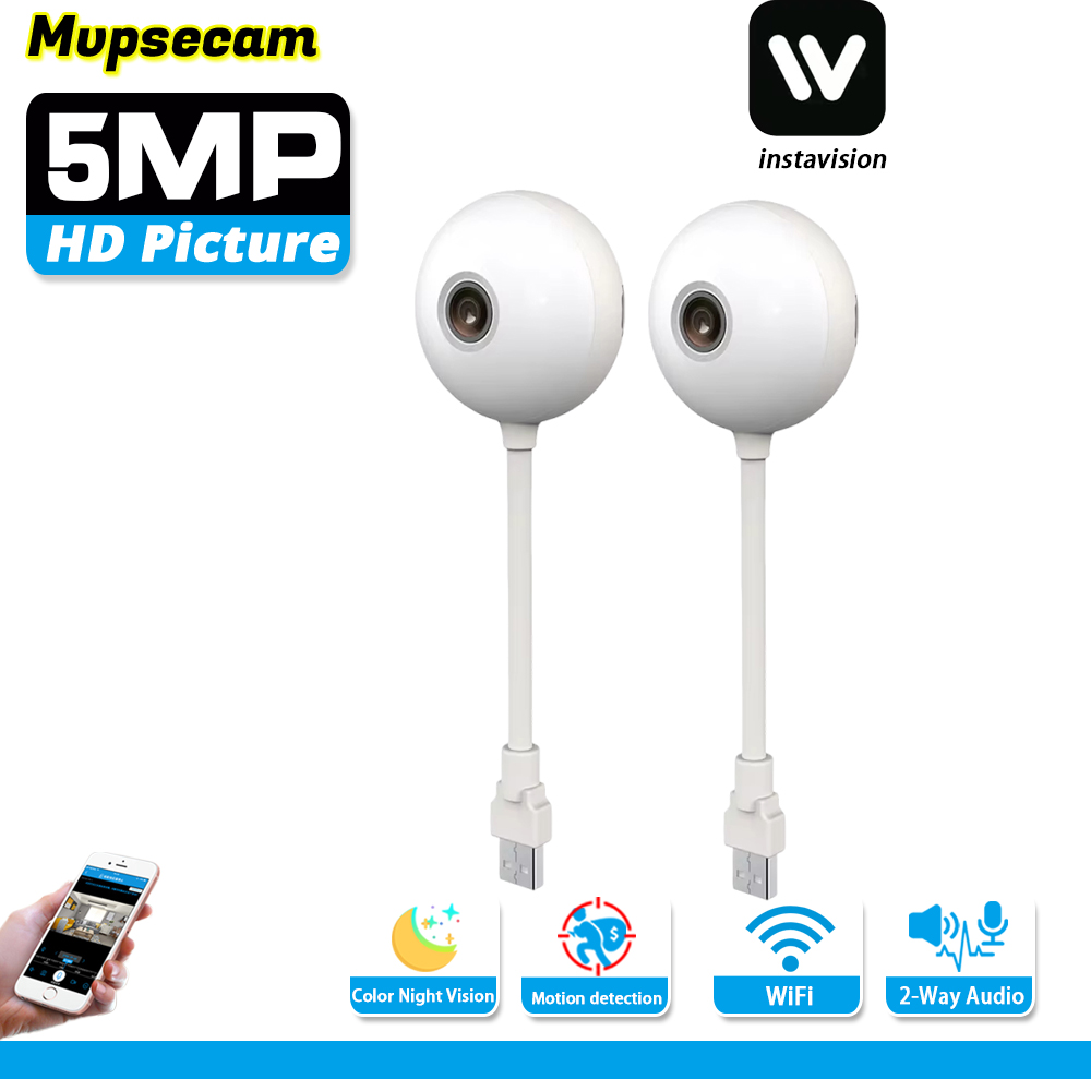 ミニ 5MP WiFi セキュリティカメラ屋内ワイヤレス USB 電球カメラモーション検出 2 ウェイオーディオベビーモニタリング保護