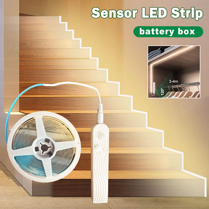 8 ミリメートル COB Led ストリップ 5V モーションセンサー付き柔軟な LED テープバッテリー駆動 320LEDs/M 誘導ナイトライト階段キッチン用
