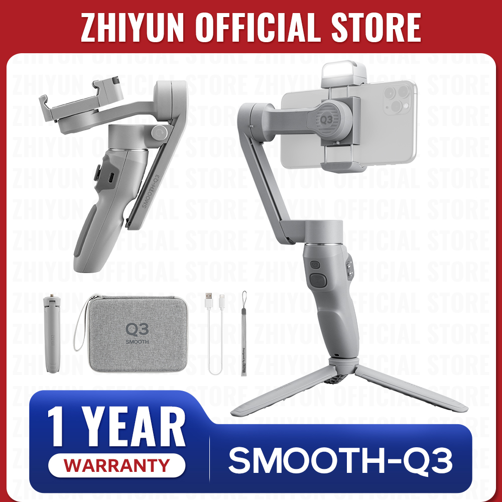 ZHIYUN 公式 SMOOTH Q3 3 軸スマートフォンジンバルハンドヘルド折りたたみスタビライザー補助光自動追跡 iPhone/Android 用