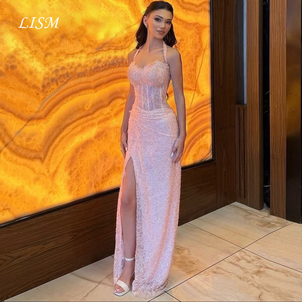LISM Customized Elegant Evening Dress 2026 Halter Prom Gowns Sequins Special Occasion Luxurious Dresses فساتين سهرة