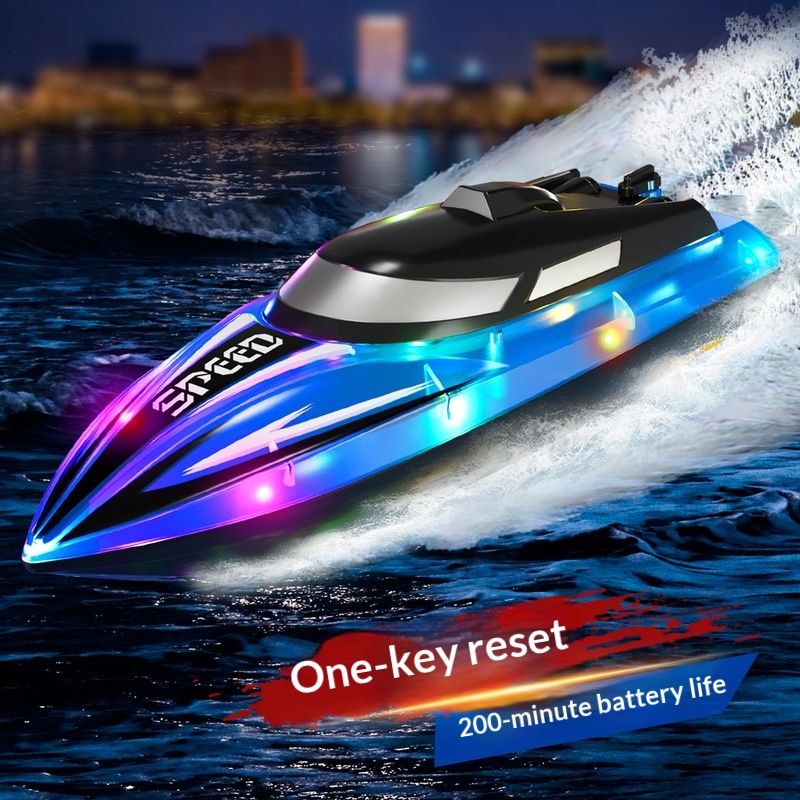 スピードリモコン高速ボート充電式 Rc ボート Led ライトオートリセット長いバッテリー寿命屋外プール湖