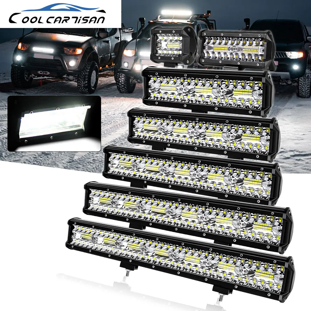 4/7/9/12/15/20 インチライトバーフラッド LED ダイオード LED スポットライトビーム LED 12v 24v 6000 k 4x4 オフロードアクセサリー車のトラック ATV SUV