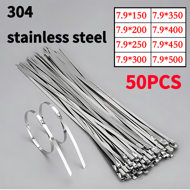 7.9mm 高耐久 304 ステンレス鋼ジップタイ、産業機械用セルフロック金属ストラップ