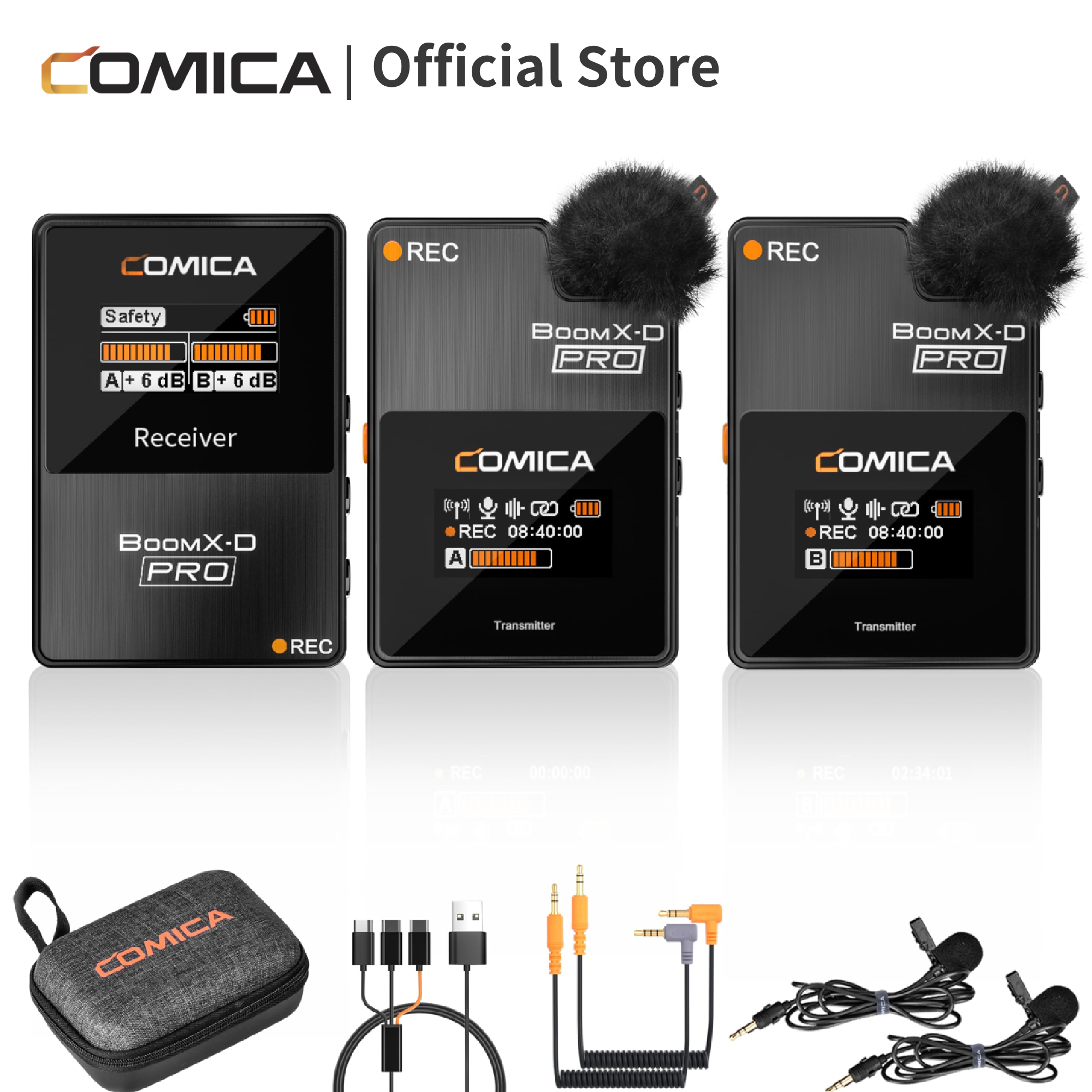 Comica BoomX-D PRO ワイヤレスマイク Canon Nikon Sony Fujifilm カメラスマートフォン PC 用、オーディオ用 2.4G ワイヤレスラペルマイク