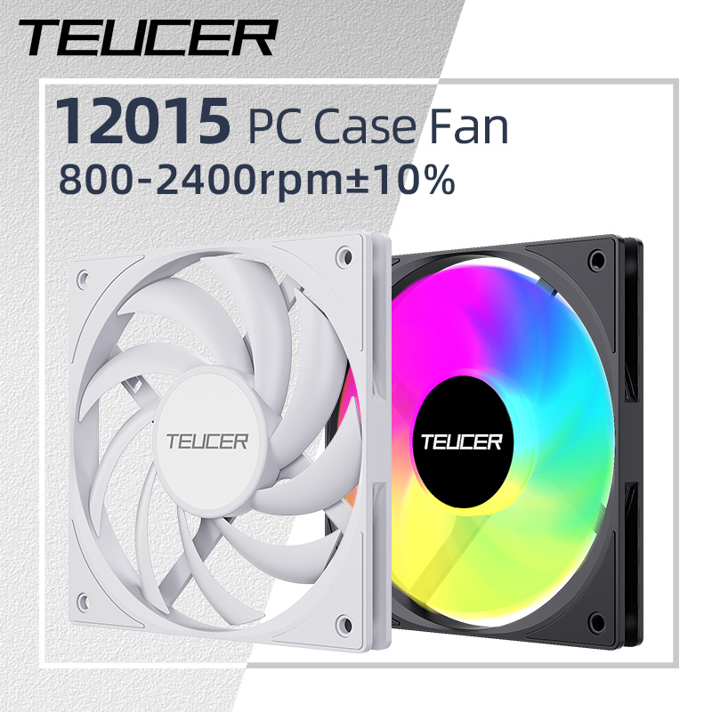 Teucer 120mm PCケースファン FDBベアリング PWM 800-2400rpm 厚さ15mm 静音シャーシ冷却ファン UT-12015 超薄型CPUファン