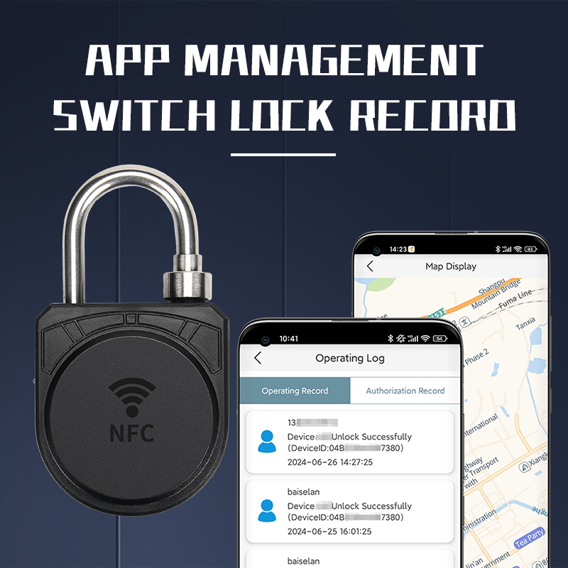 NFCスマート南京錠、バッテリー不要の盗難防止ロック、アプリのロック解除を承認可能