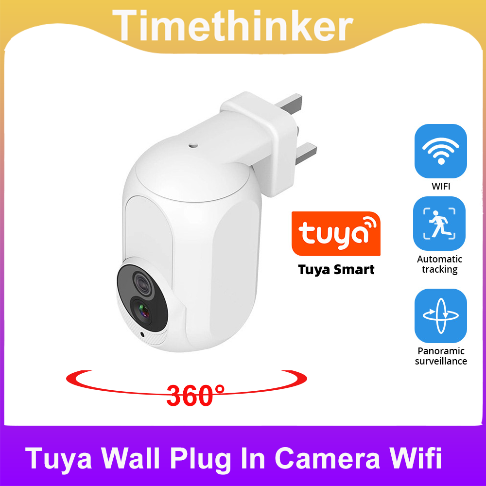 Timethinker Wifi 360° カメラ壁プラグイン 1080P 監視ホームセキュリティ HD カメラナイトビジョン LED ランプライト IP Tuya カメラ