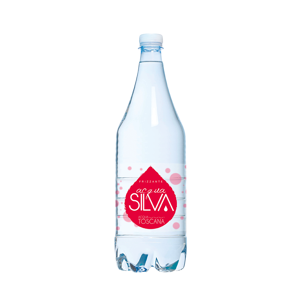 Acqua Silva 1L Premium Italian Sparkling Glacial Source Mineral Water in Plastic Bottle 12 Bottles/Pack