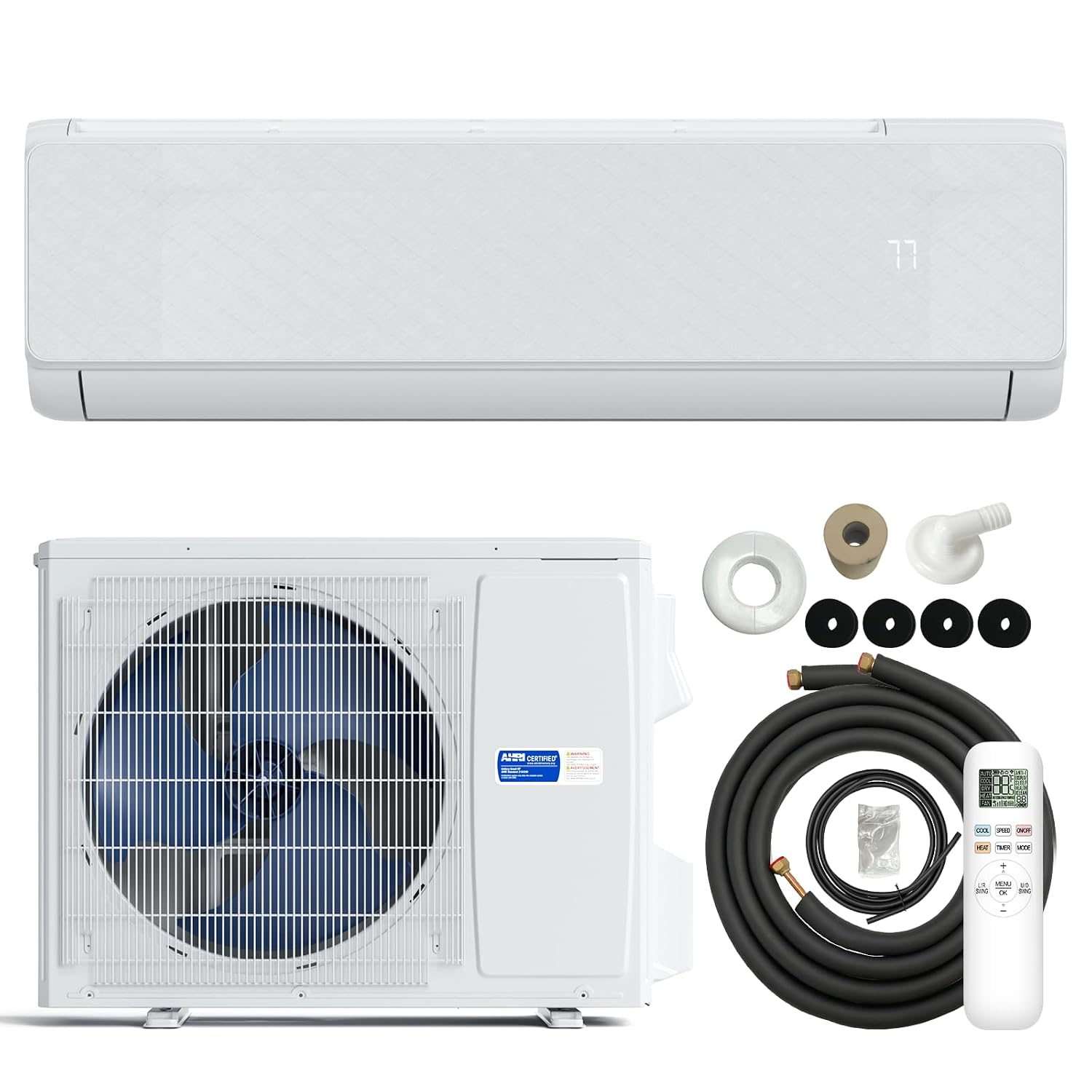 24000BTU ミニスプリット AC/暖房システム、インバーターダクトレス、19 SEER2 230V ミニスプリットエアコン、ヒートポンプ付き、カスタム