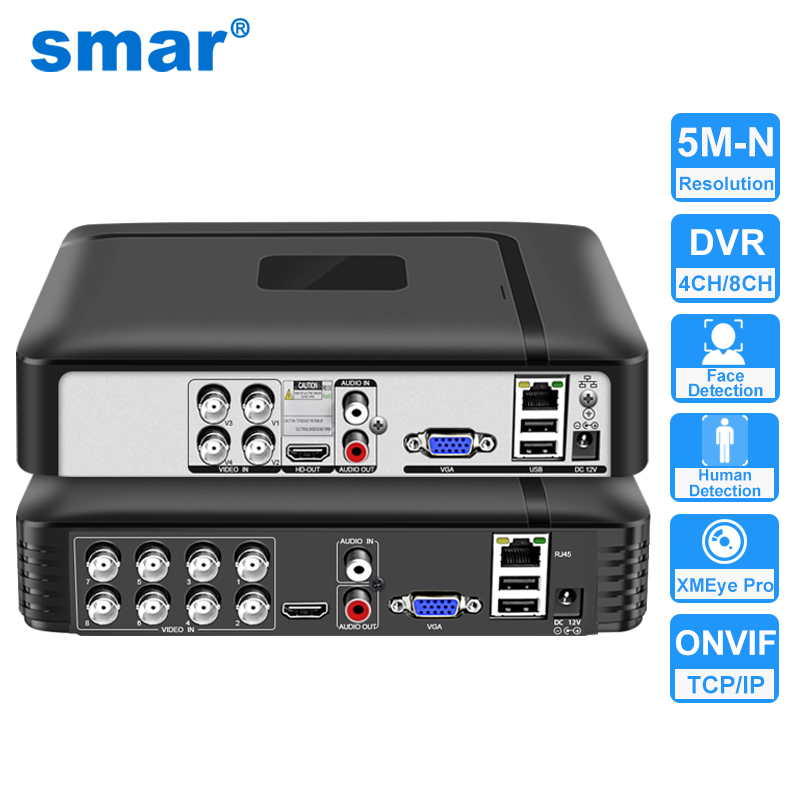Smar H.265 4CH/8CH CCTV DVR 5M-N 5 in 1 AHD CVI TVI CVBS IP カメラハイブリッドデジタルビデオレコーダーホームセキュリティシステム Onvif NVR