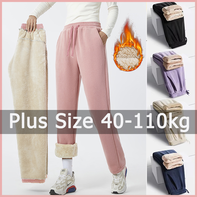 女性プラスサイズ長ズボン 40-110 キロ 4XL 5XL 冬 Thickend フリーススウェットパンツ暖かいズボンプラスサイズの女性服 Feminino